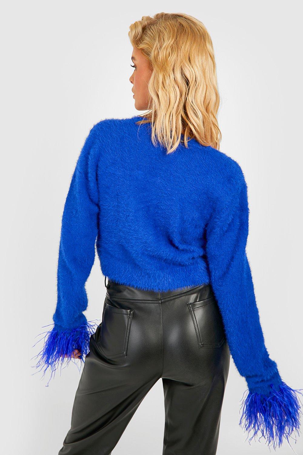 Royal blue cropped outlet cardigan