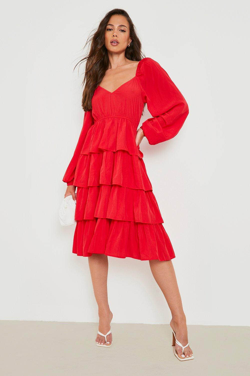 Ruffle Tiered Midi Dress