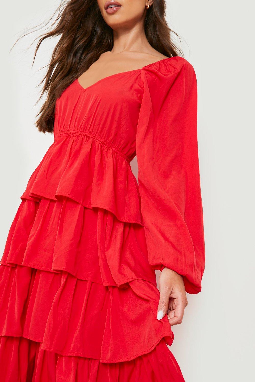 Tiered store red dress