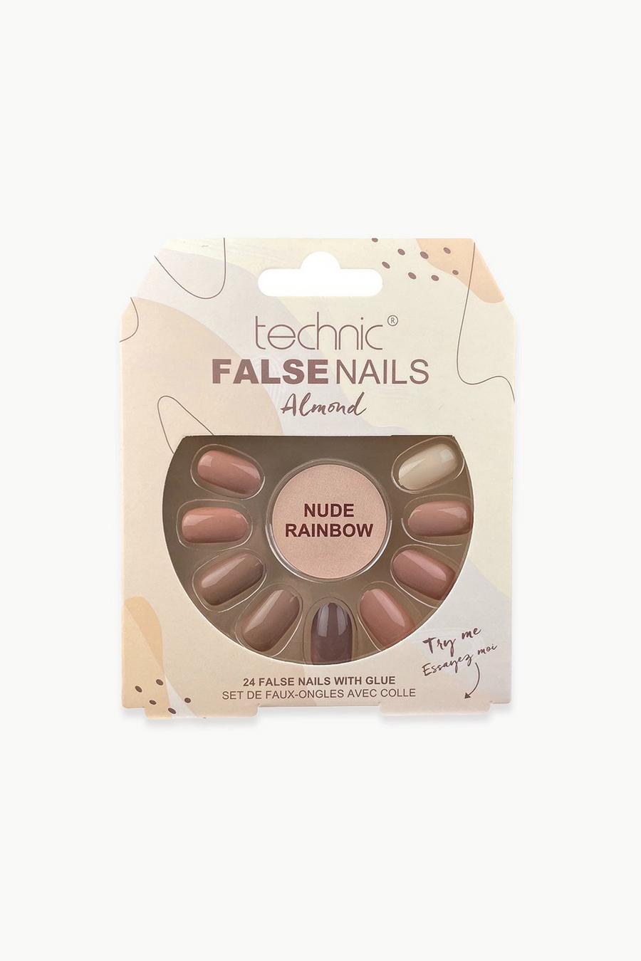 Multi multicolor Technic False Nails Almond - Nude Rainbow