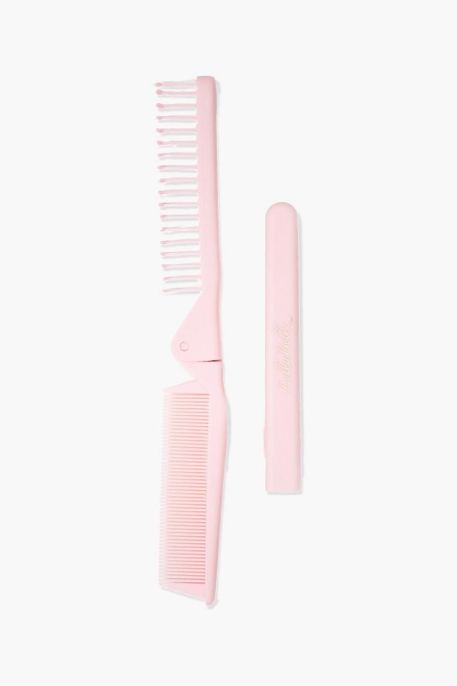 Pink rosa Lullabellz 2 in 1 folding travel brush & comb image number 1