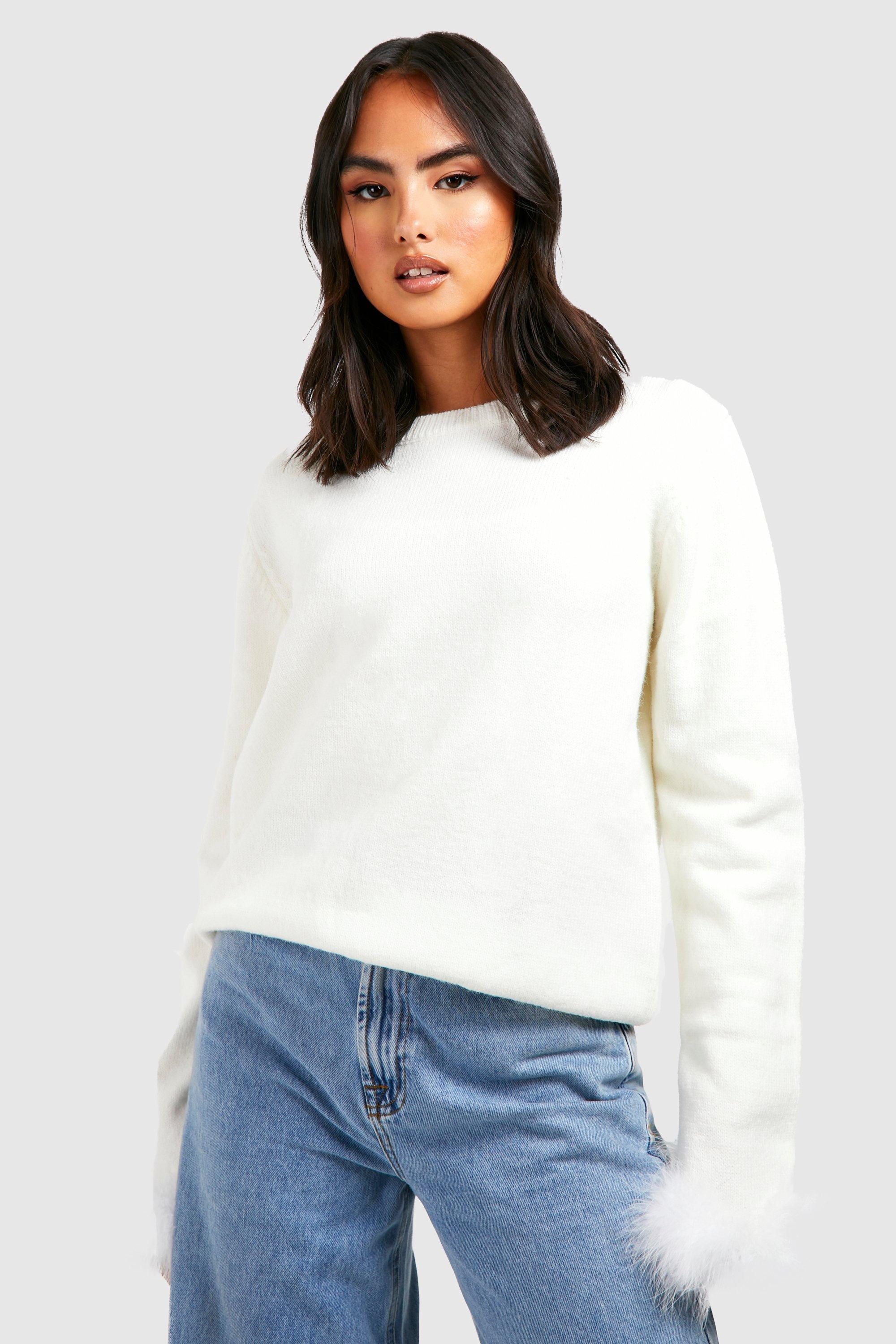 White faux shop fur jumper