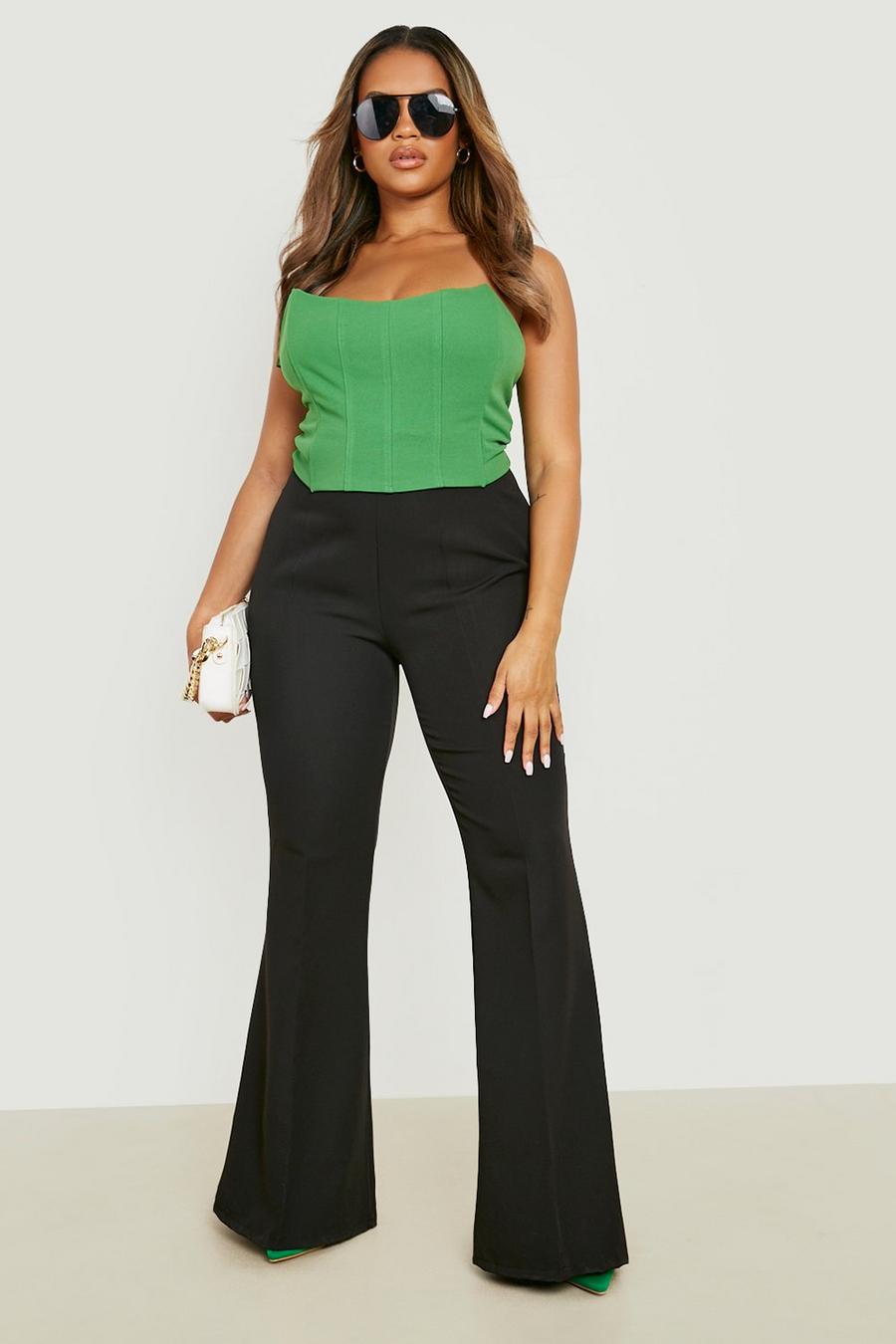 Black Plus Woven Flare Tailored Trousers