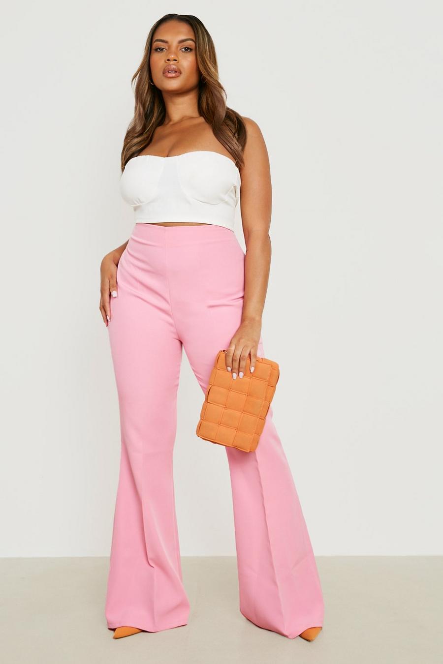Candy pink Plus Woven Flare Tailored Trousers
