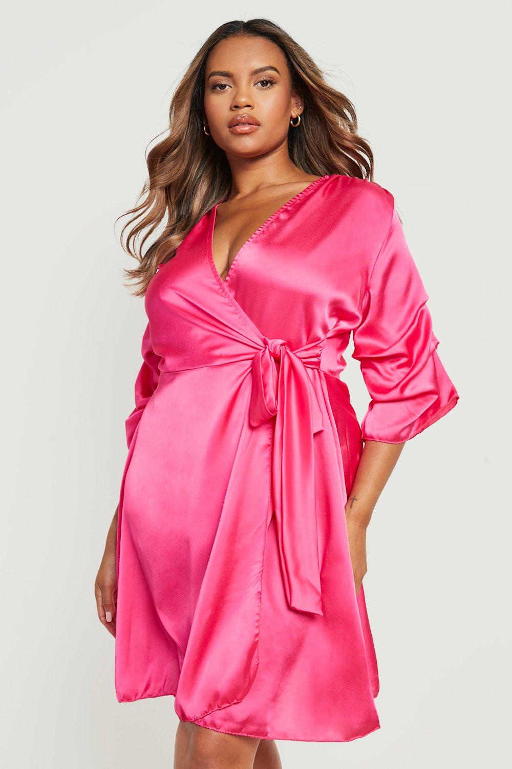 boohoo satin wrap dress