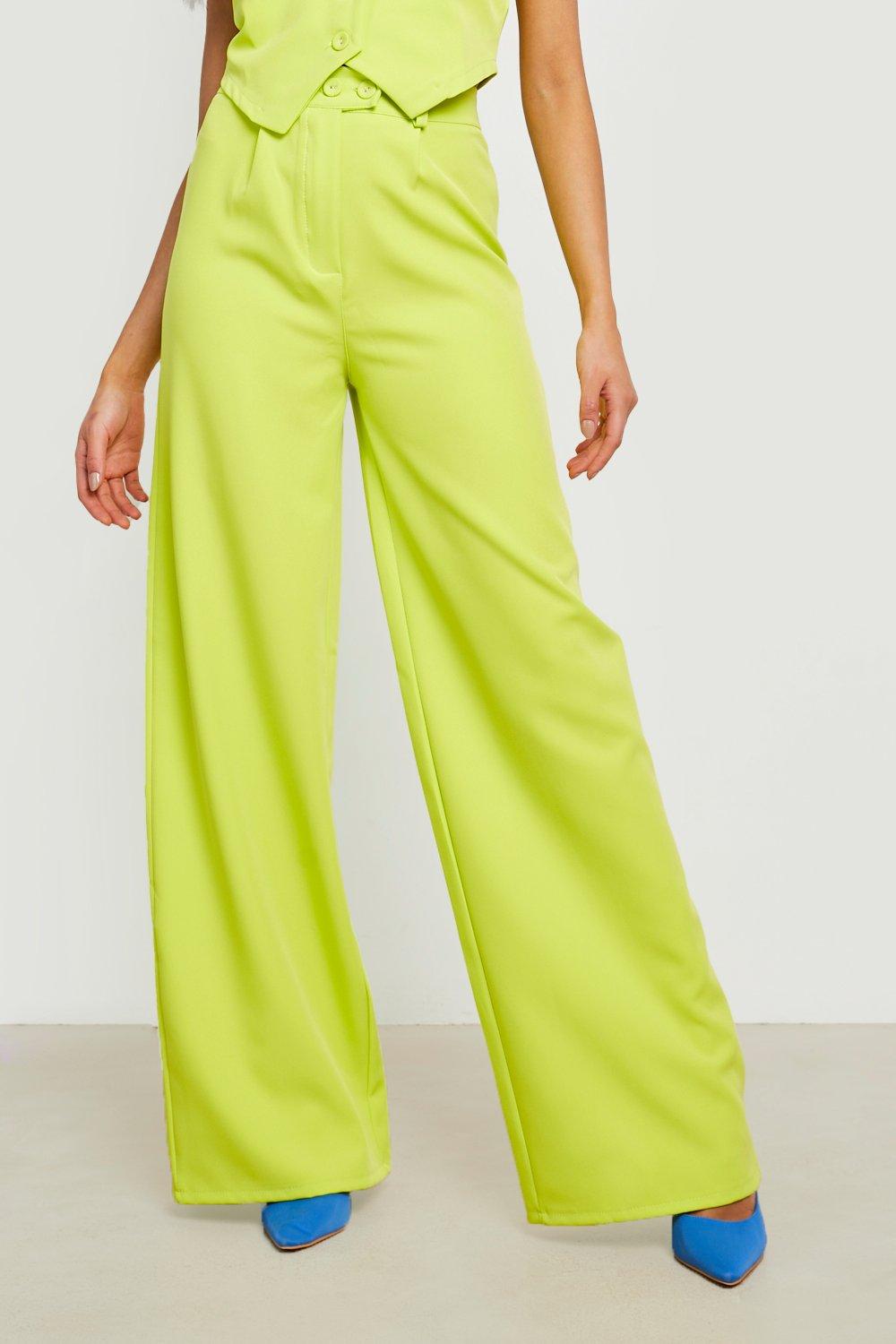 Lime green wide outlet leg pants