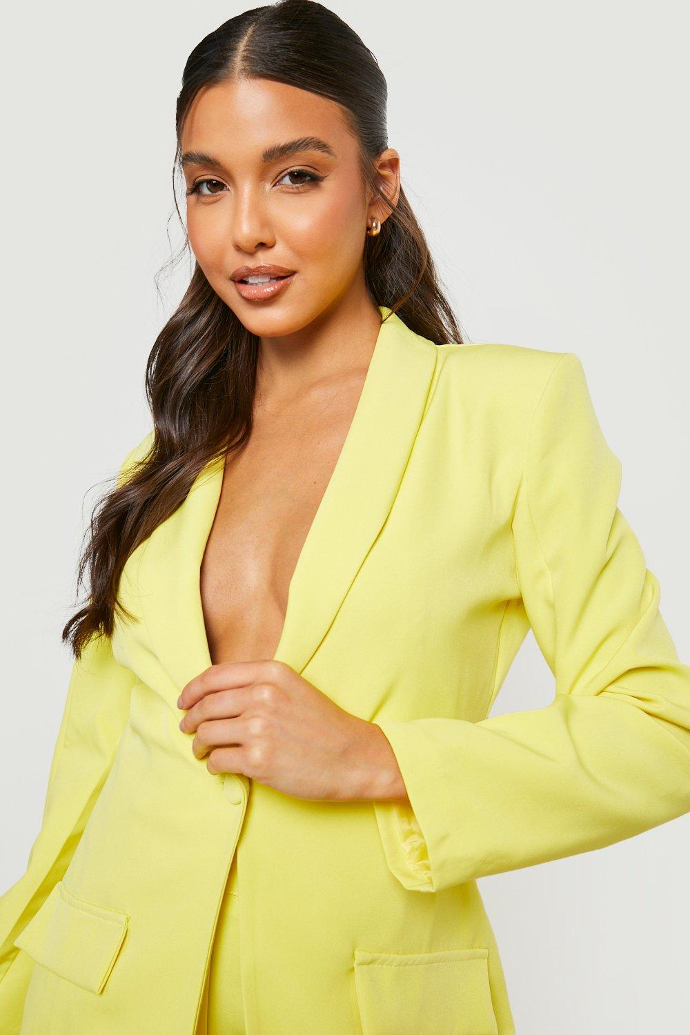 Yellow hot sale fitted blazer