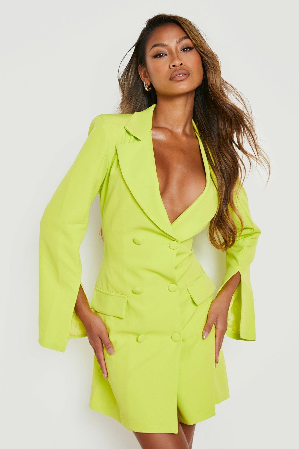 Neon yellow shop blazer dress