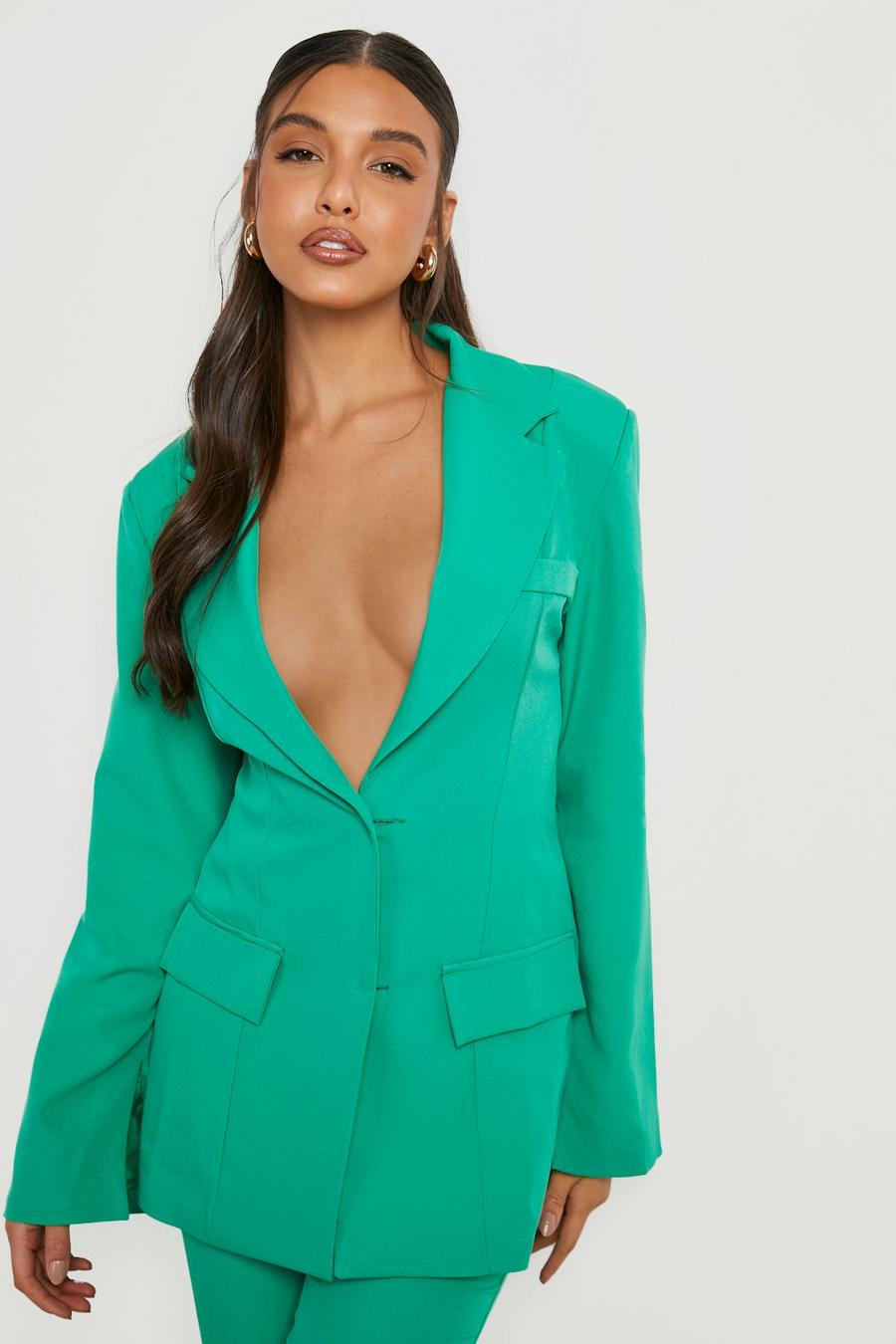 Bright green Contour Split Sleeve Tailored Blazer image number 1