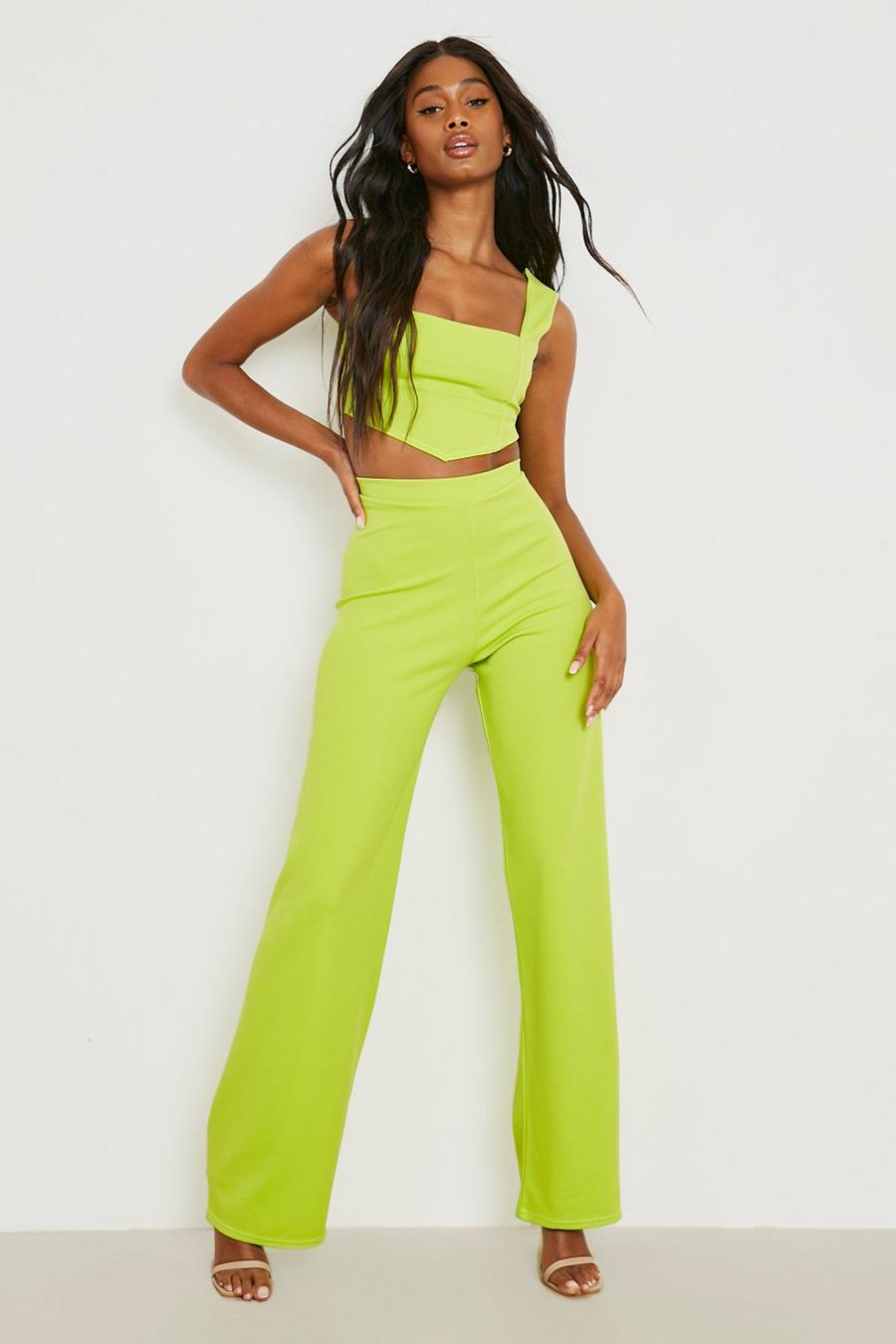 Lime Dipped Hem Corset & Wide Leg Trousers  image number 1