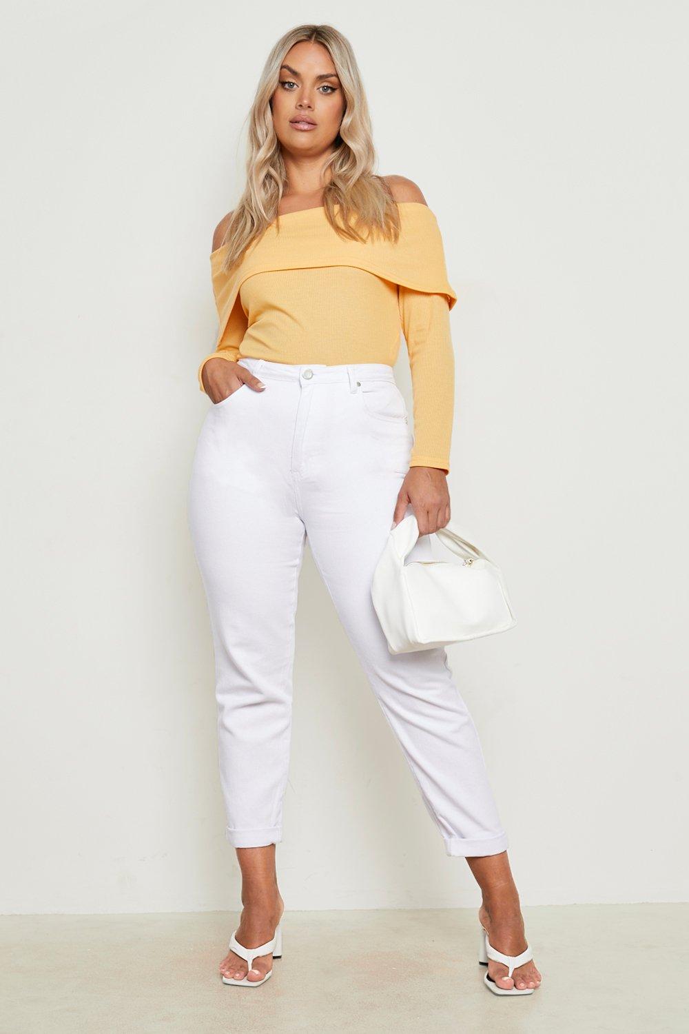 Plus Knitted Rib Off The Shoulder Bodysuit boohoo CA