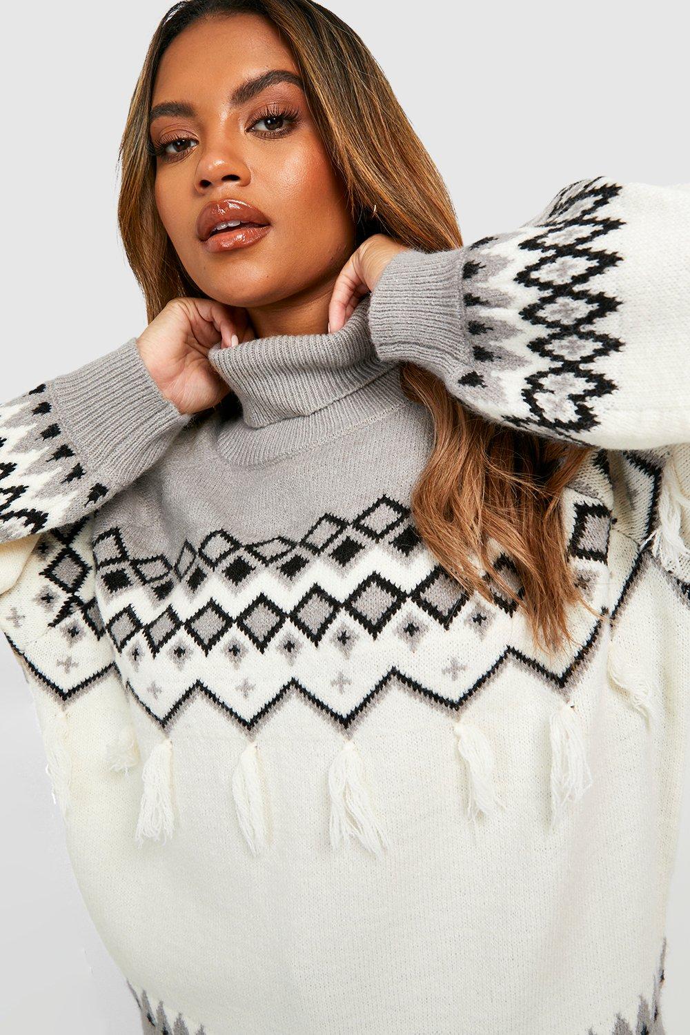 Plus Tassel Fairisle Roll Neck Jumper