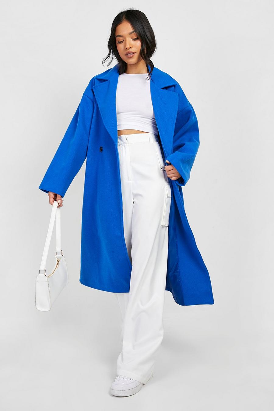 Blue Petite Premium Wool Look Double Breasted Coat image number 1