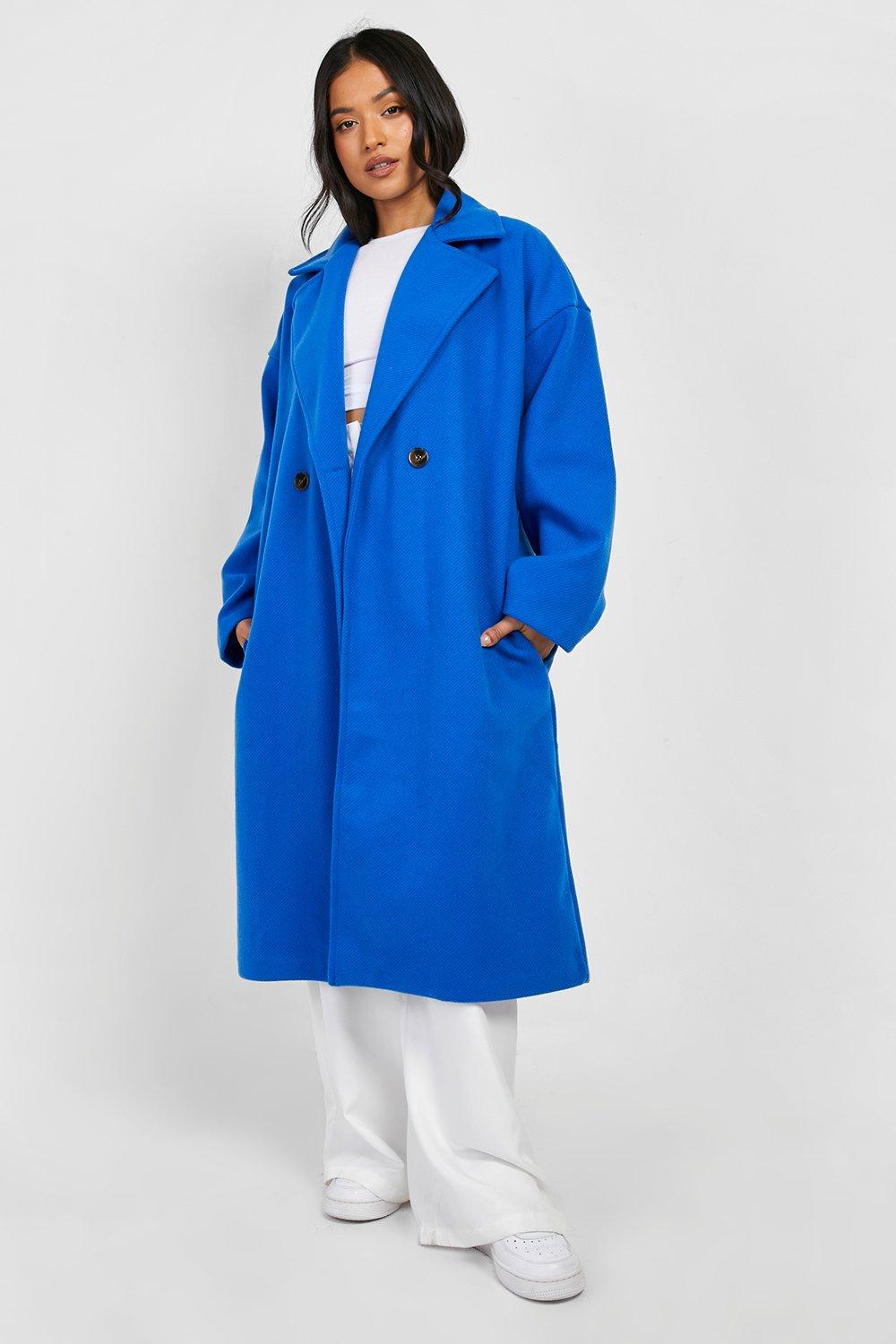 Petite Premium Wool Look Double Breasted Coat boohoo USA