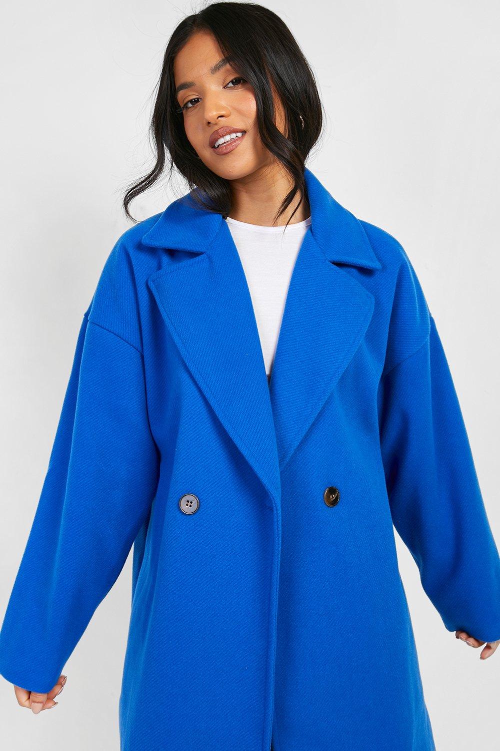 Petite Premium Wool Look Double Breasted Coat boohoo