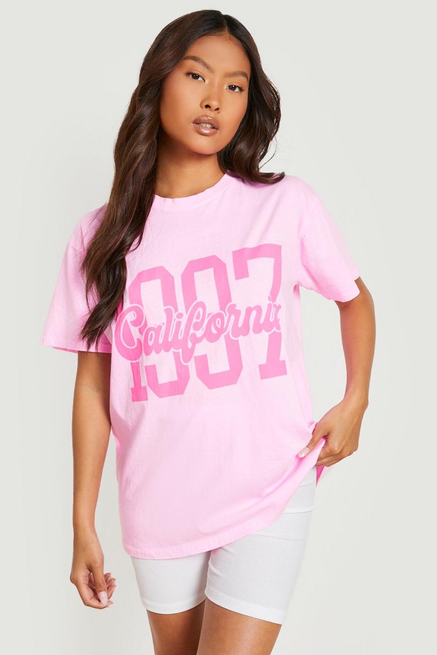 Hot pink rosa Petite 1997 Overdye Oversized T-shirt