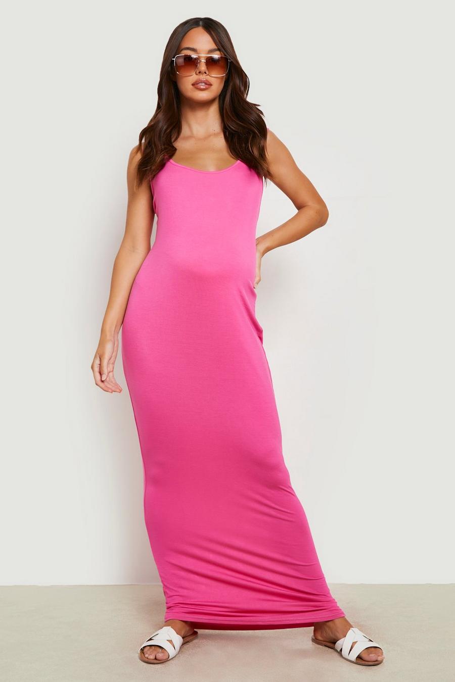 Hot pink Maternity Scoop Neck Maxi Dress