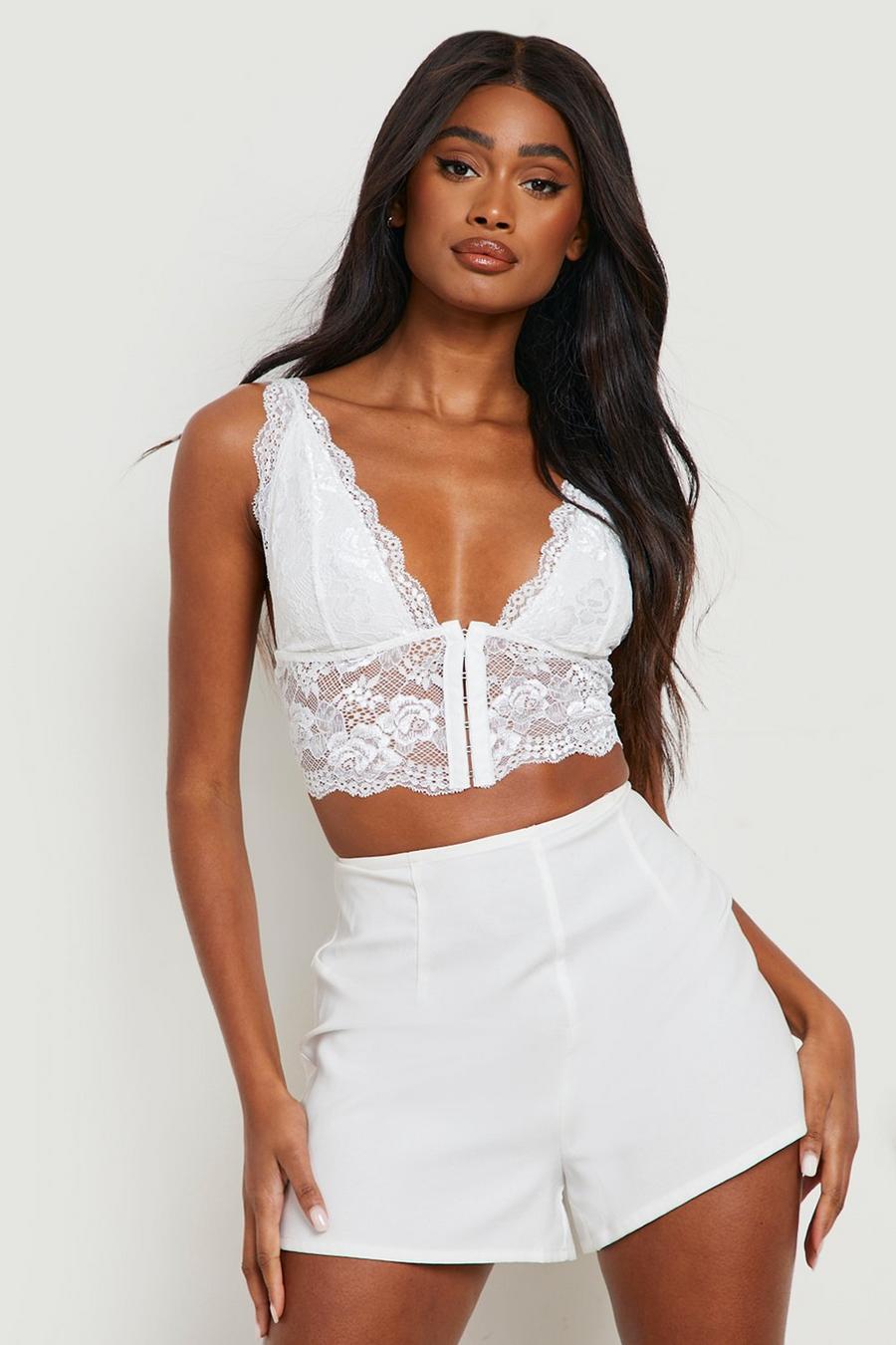 White Lace Strappy Bralettete image number 1