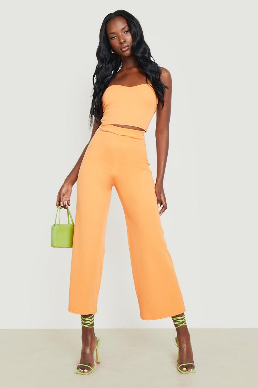 Orange Bandeau & Longer Length Wide Leg Culottes image number 1