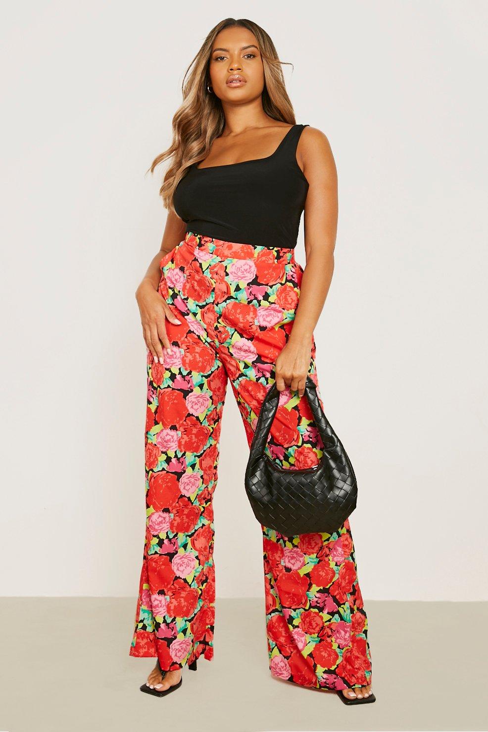 Plus size floral palazzo 2024 pants