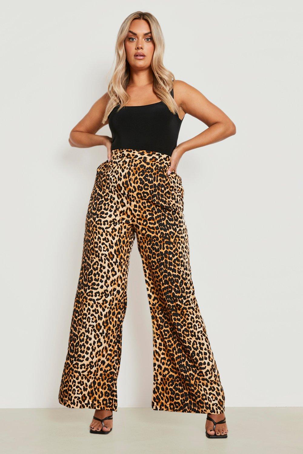 Wide leg animal print trousers sale