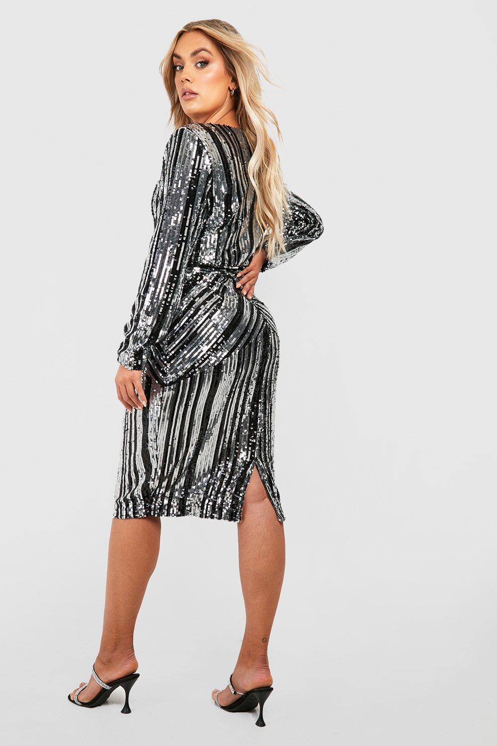 Boohoo sequin hot sale midi dress