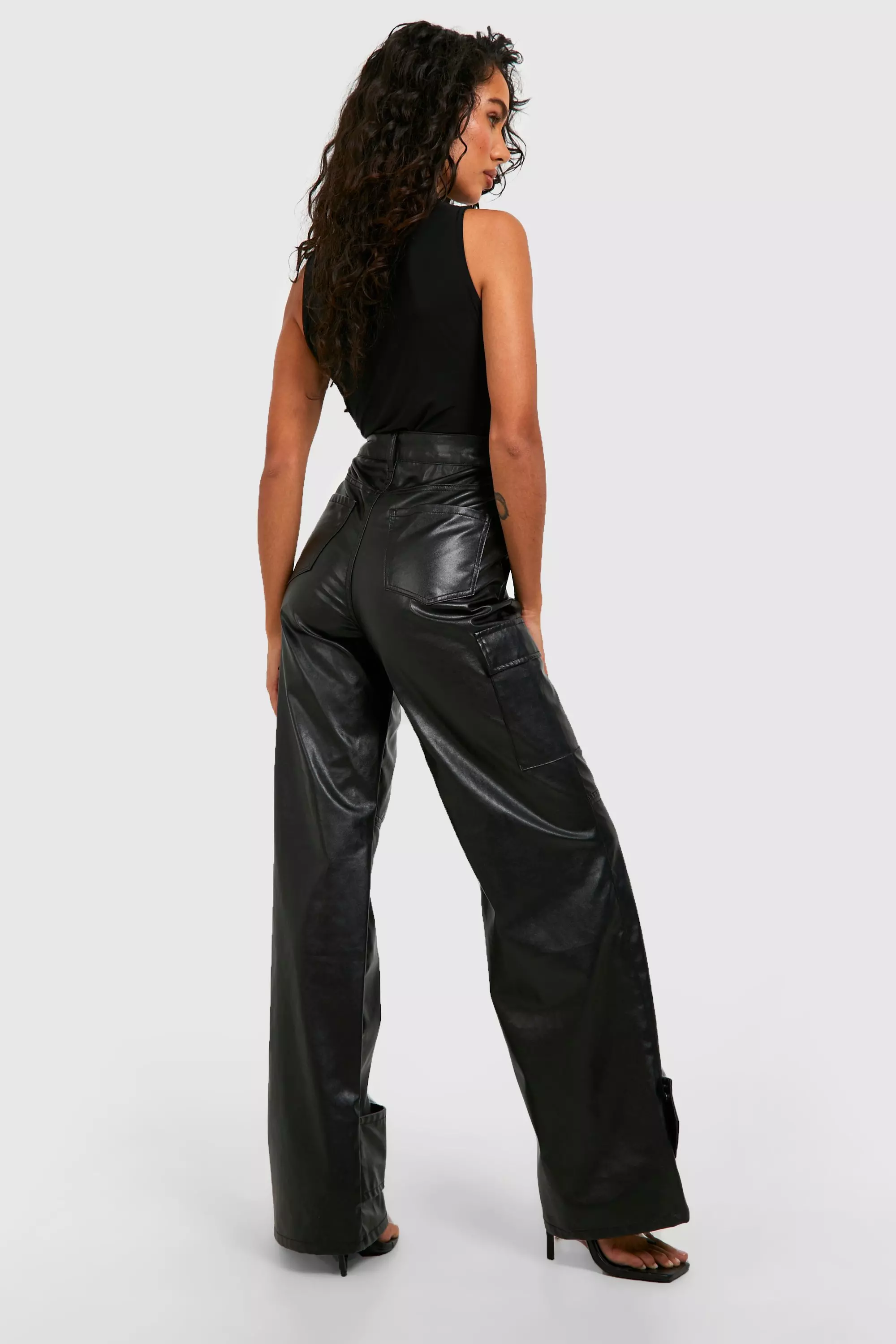 Black Faux Leather Utility Trouser alternative image