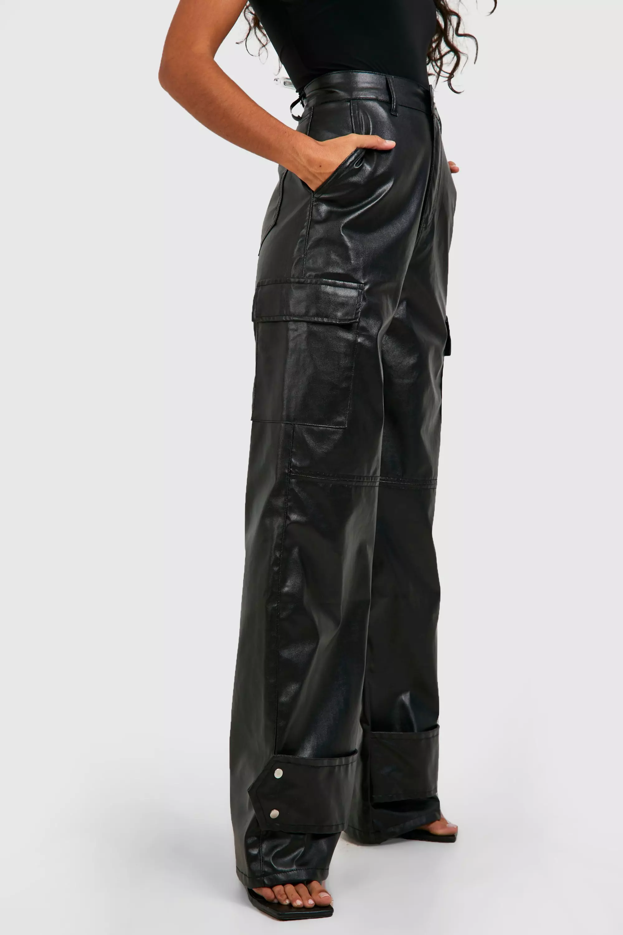 Black Faux Leather Utility Trouser alternative image