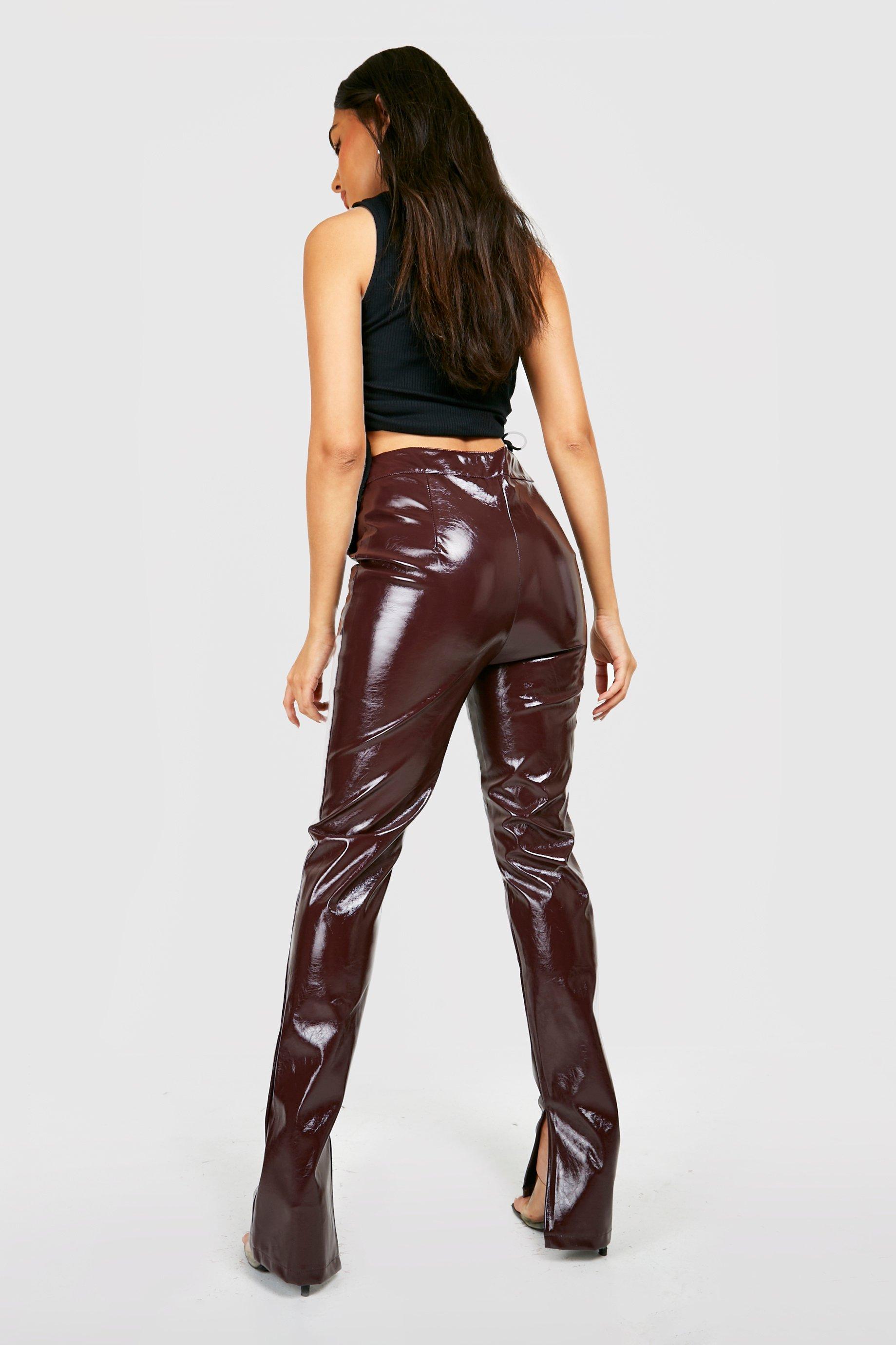 Burgundy hot sale vinyl trousers