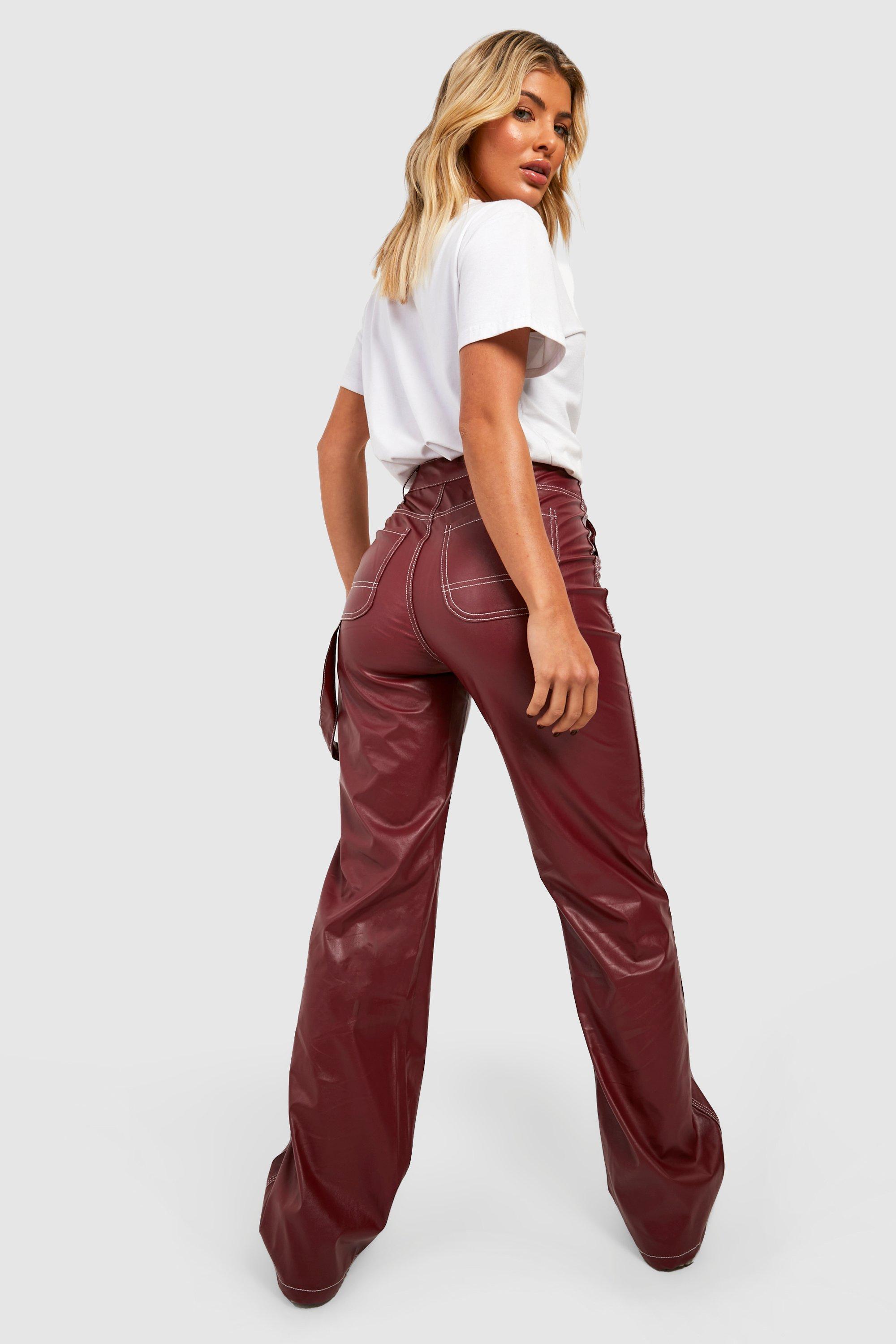 Contrast Stitch Pu Carpenter Pants