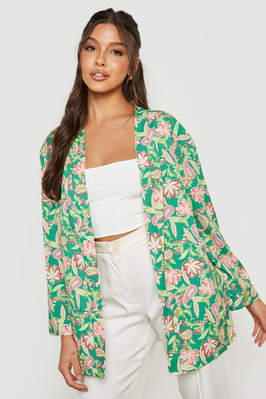 Green Kimono med paisleymönster image number 1