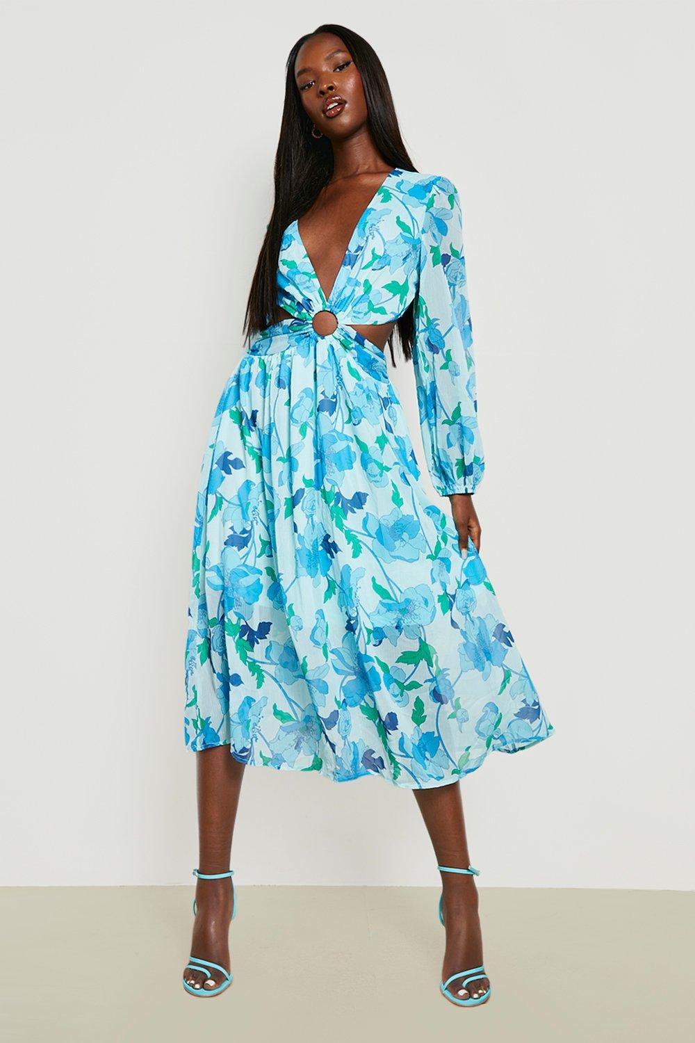 Boohoo blue 2025 floral dress