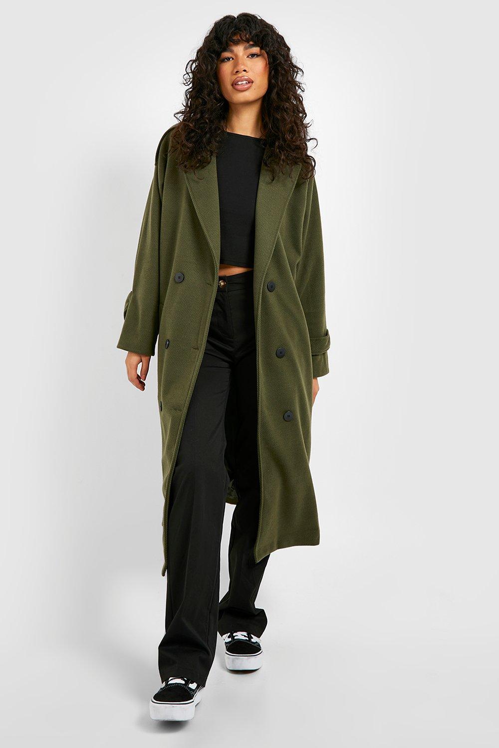 Khaki wool trench outlet coat