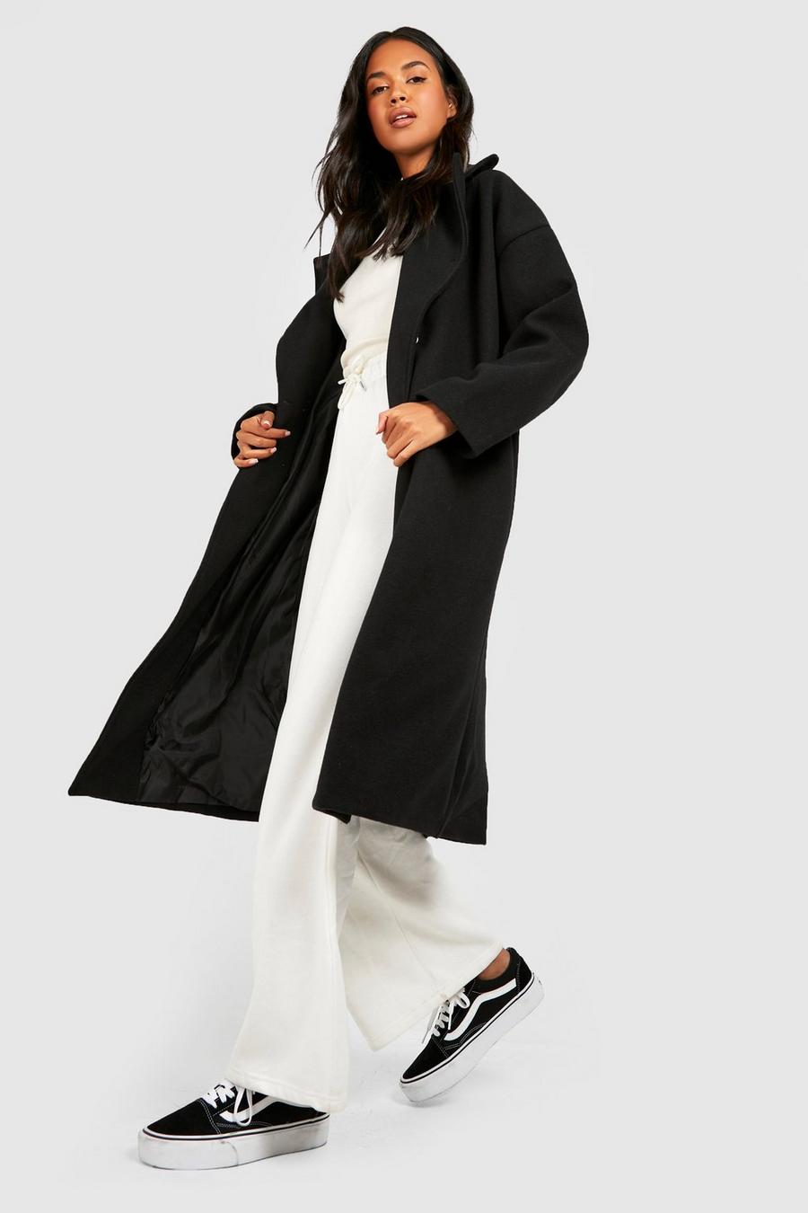 Black Premium Oversized Wool Look Coat image number 1