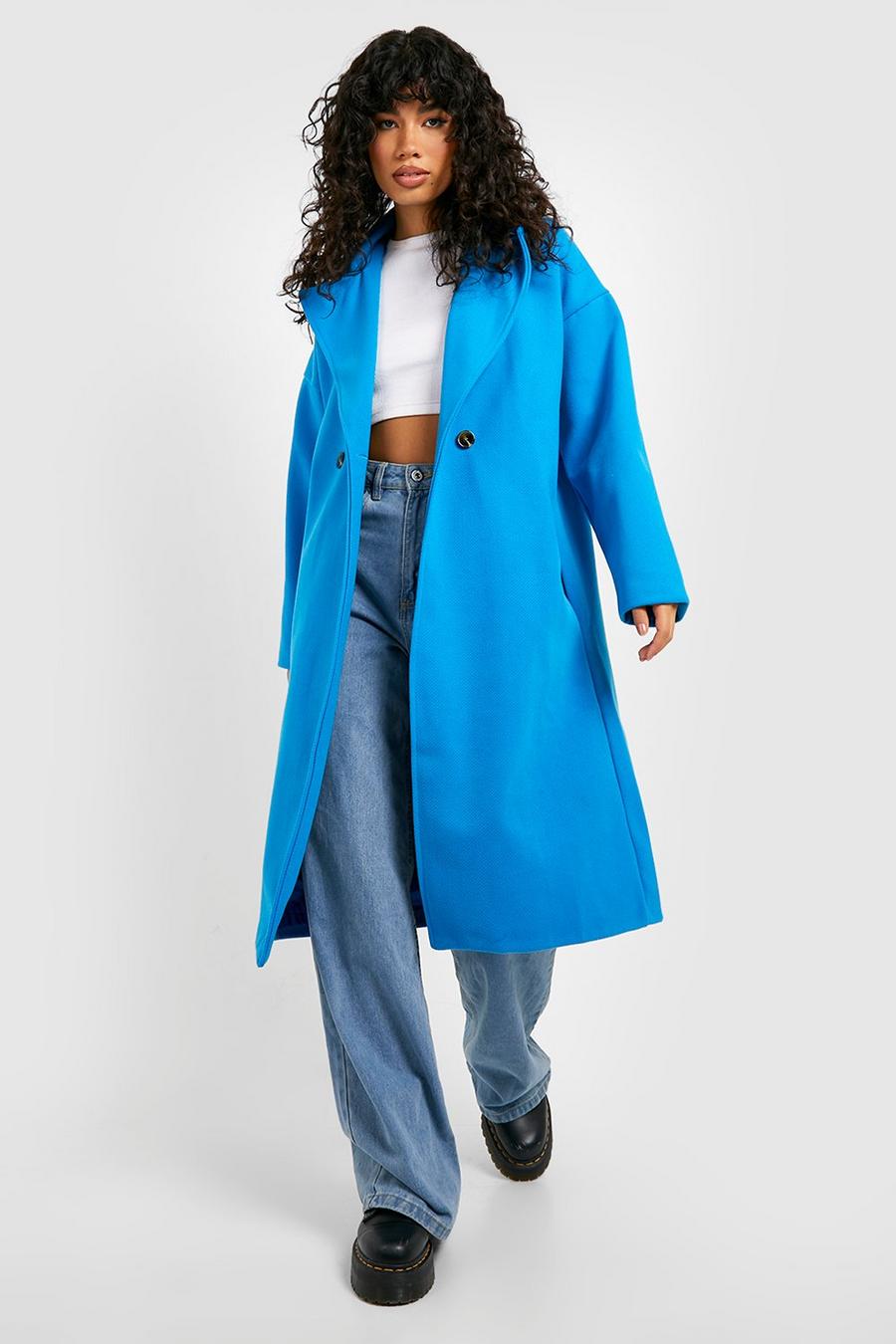Blue Premium Oversized Wool Look Coat image number 1