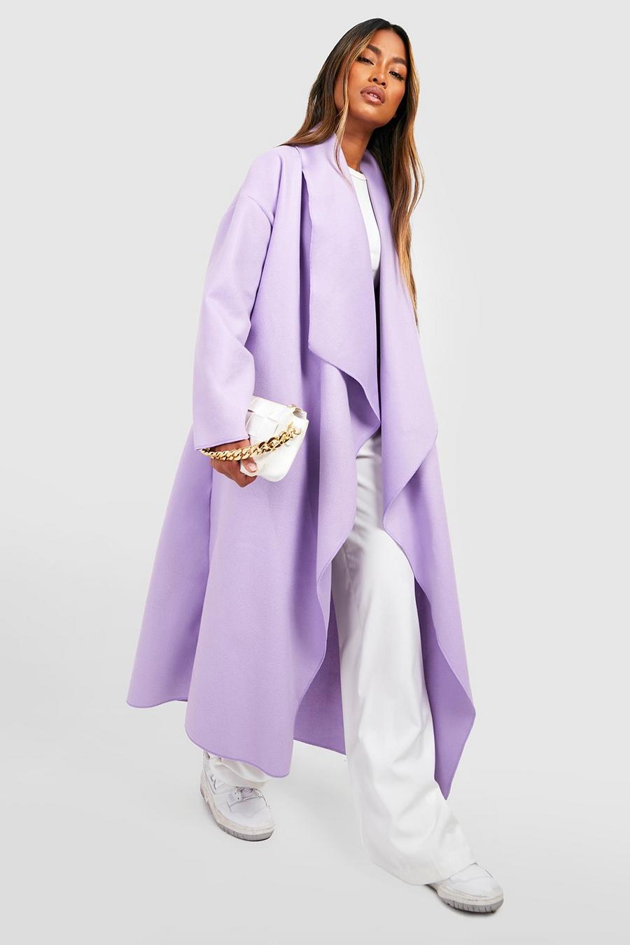 Lilac Super Oversized Waterfall Wool Look Coat image number 1