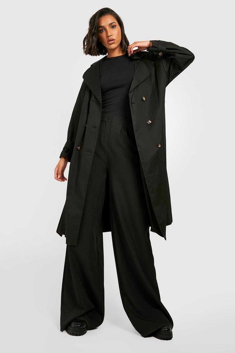 Black Hooded Trench Coat image number 1