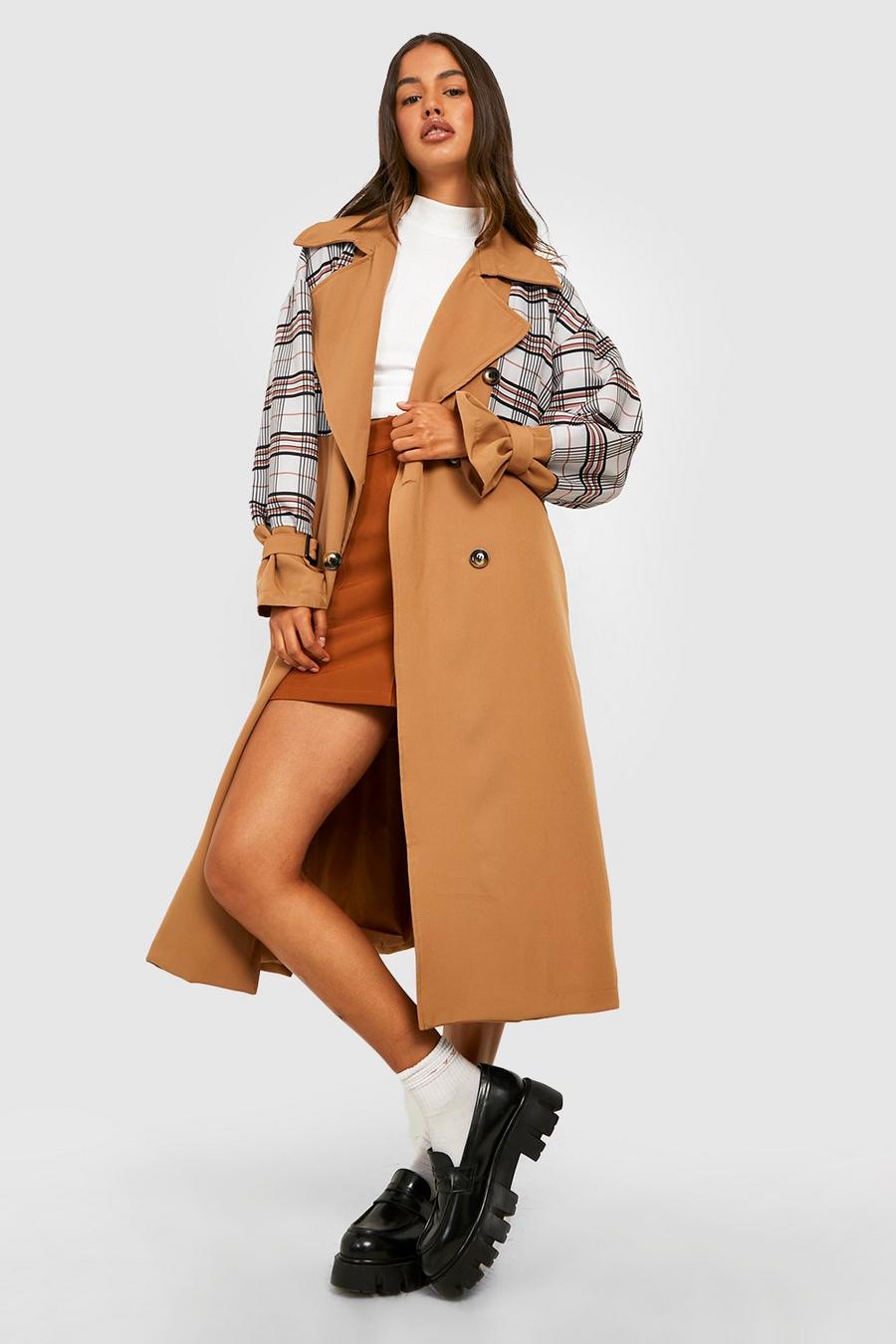Camel Check Panelled Belted Trench  image number 1