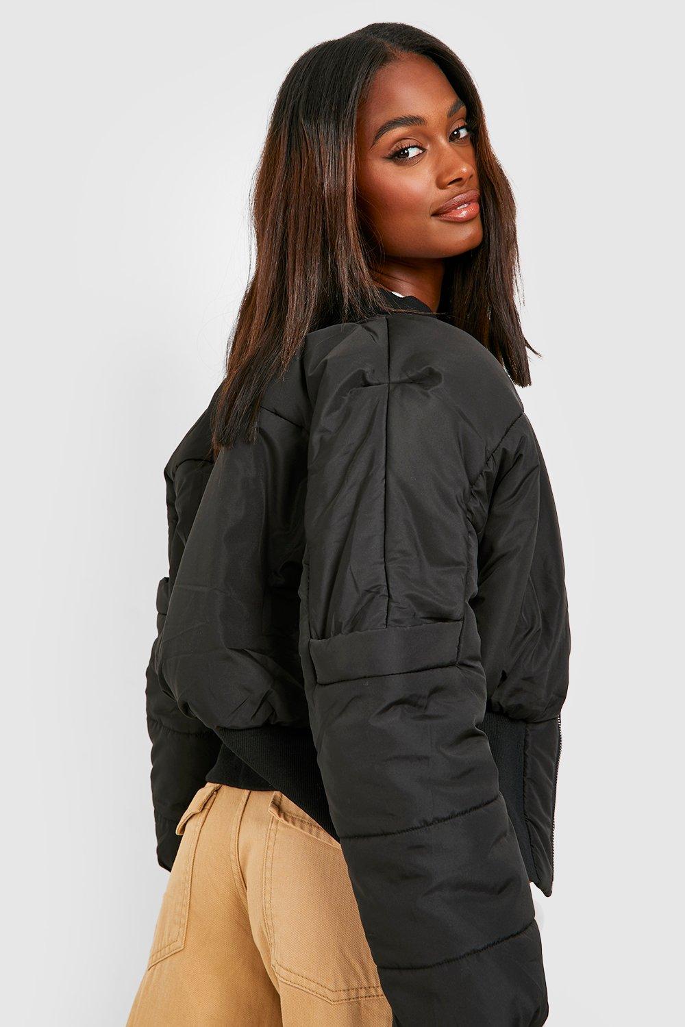 Boohoo black 2025 bomber jacket