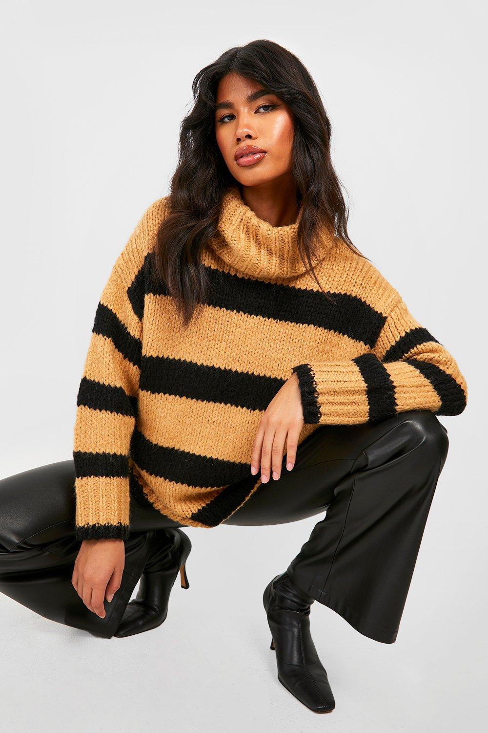 Chunky Stripe Oversized Sweater boohoo CA