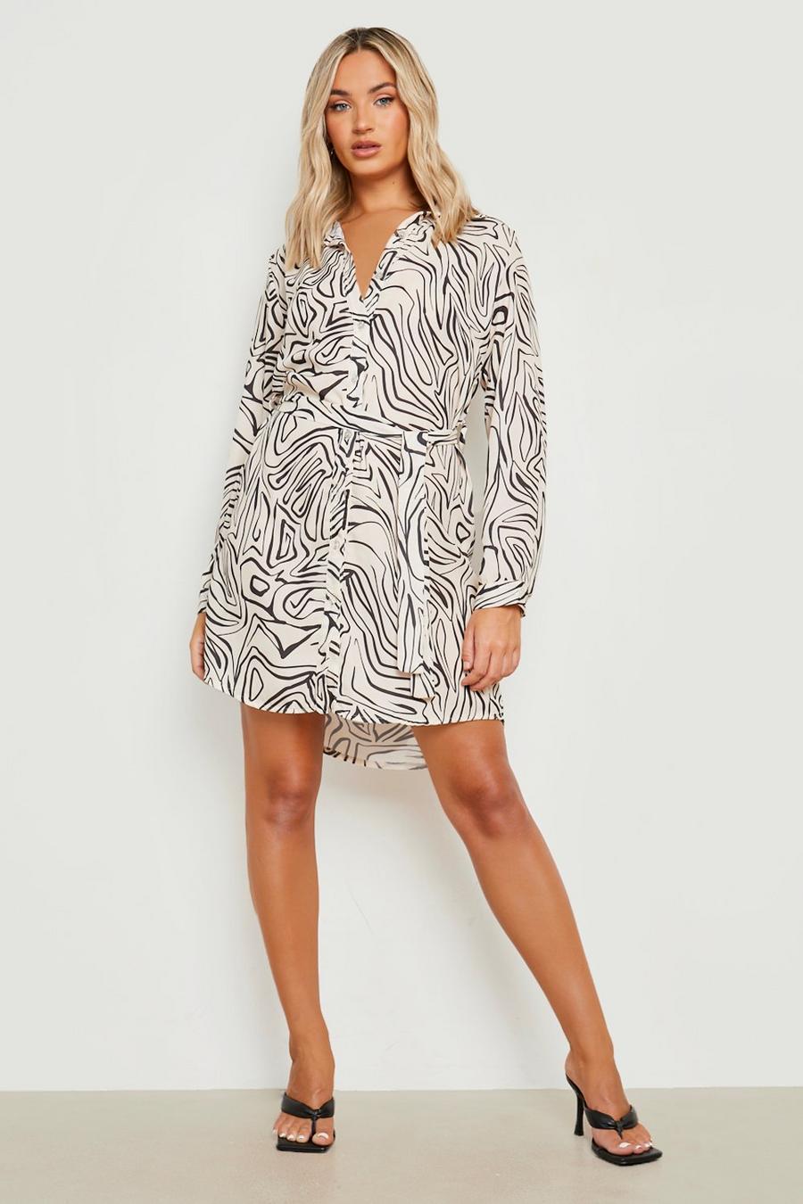 Ivory Abstract Shirt Dress image number 1