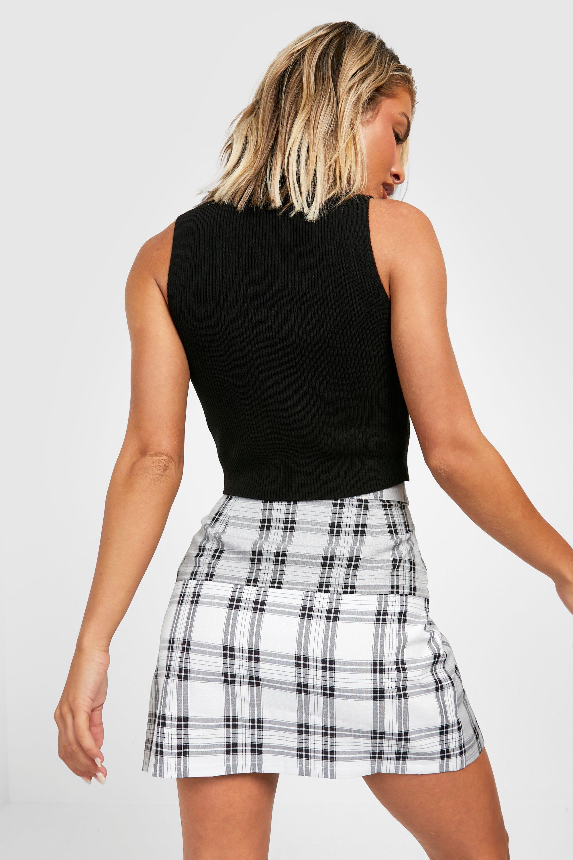 Black checkered skater skirt hotsell