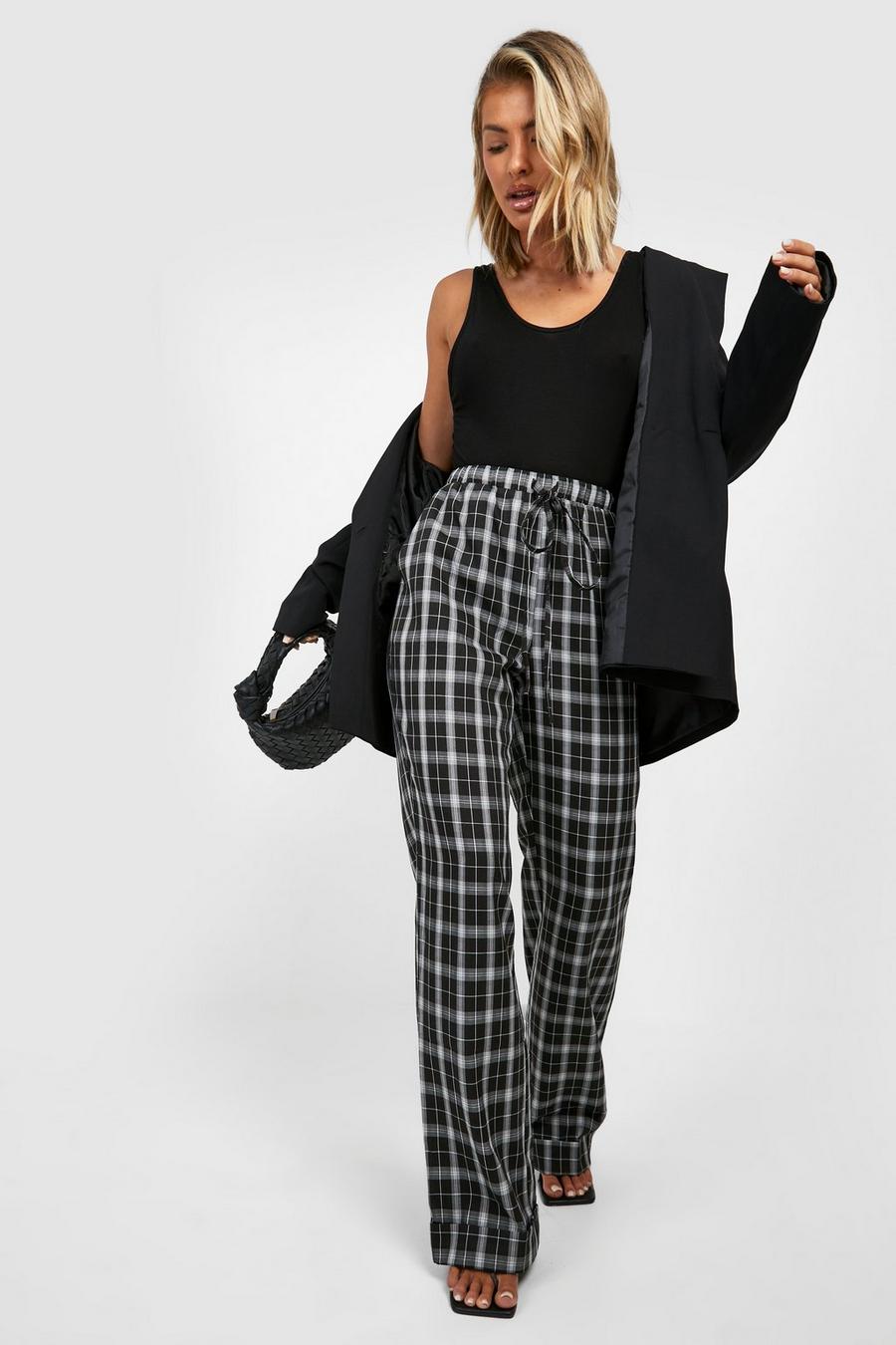 Black Check Drawcord Jogger  image number 1