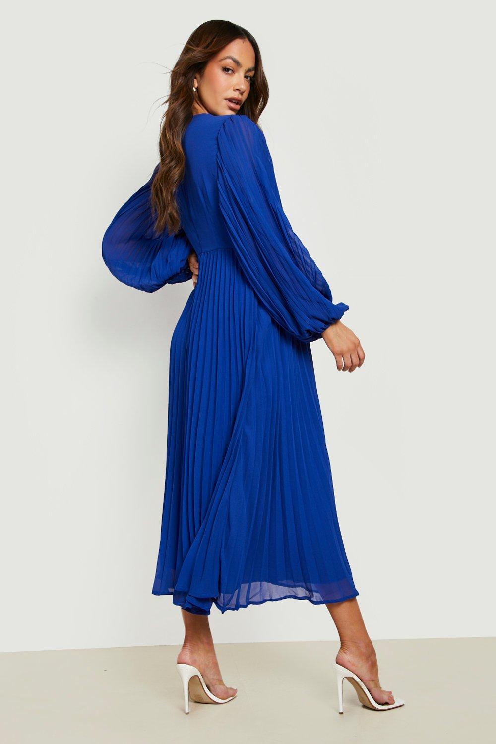 Maternity Pleated Wrap Midi Dress