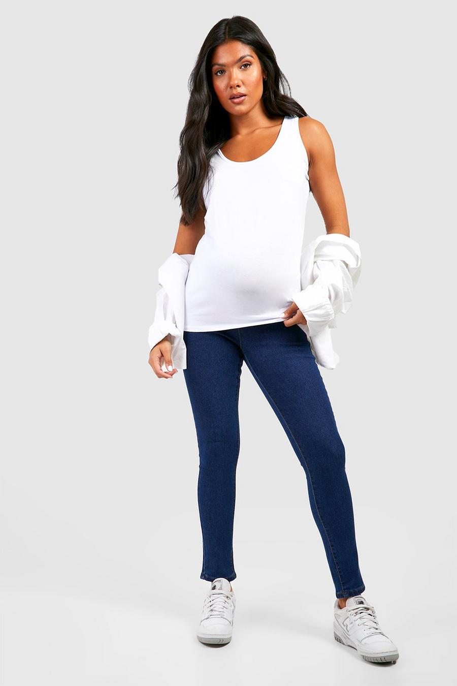 Mid wash Maternity Under Bump Skinny Jeans image number 1