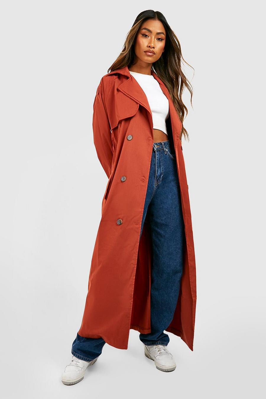 Rust orange Double Breasted Trench Coat