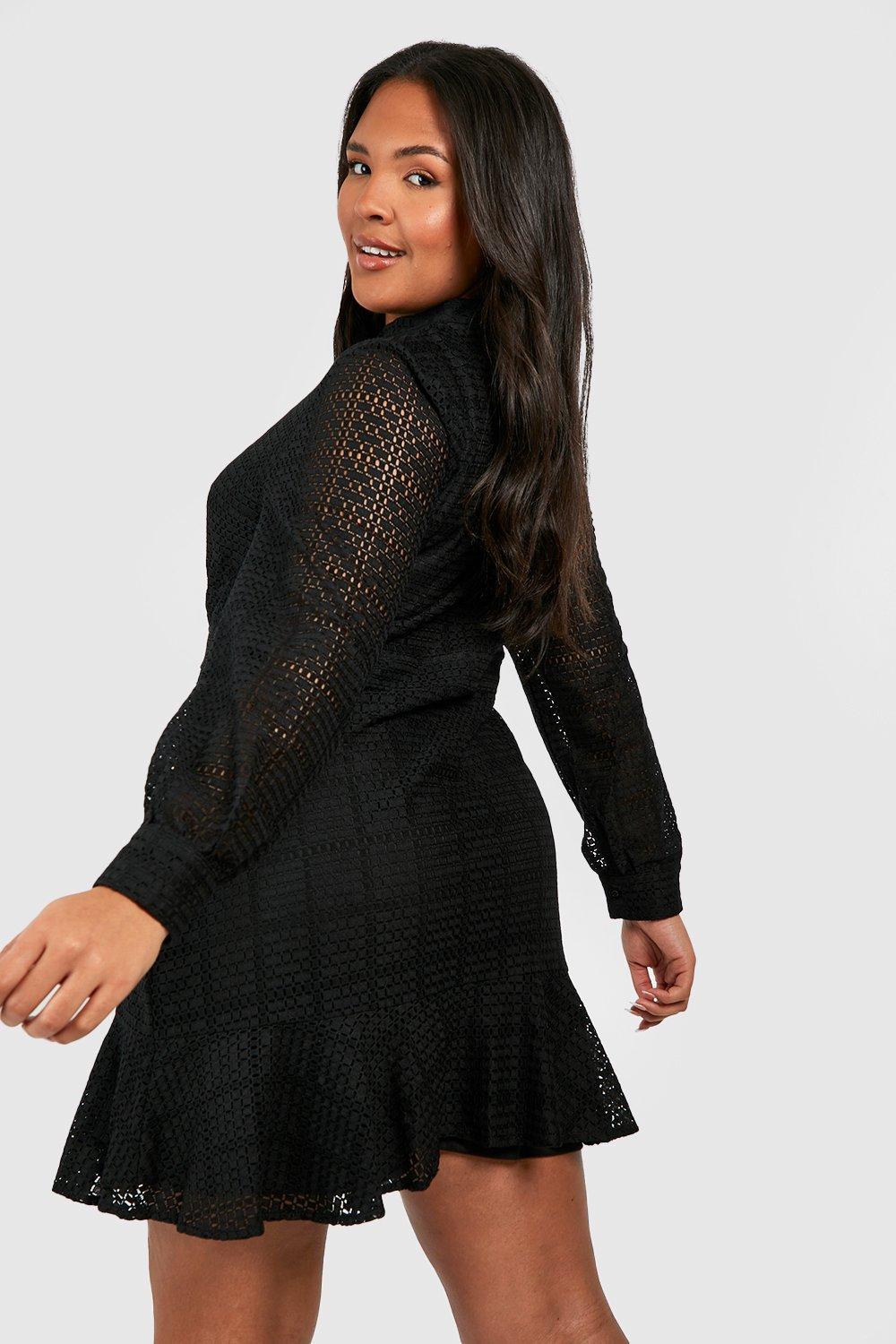 Lace ruffle 2024 sleeve skater dress