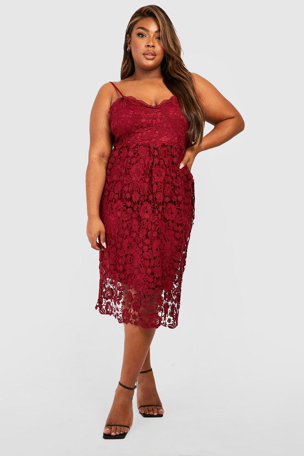 Plus Crochet Lace Midi Skater Dress boohoo CA