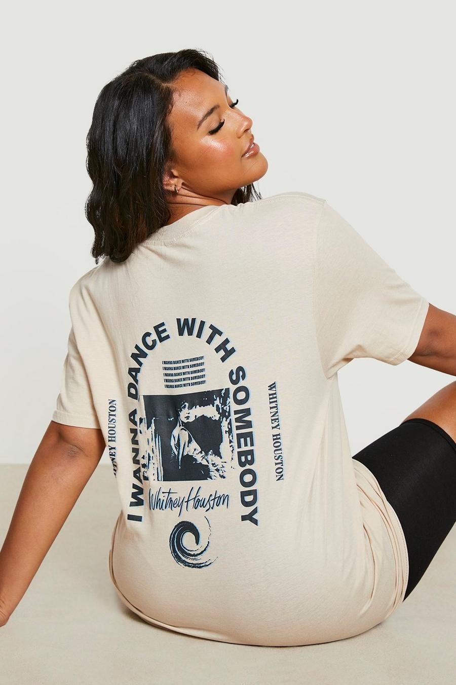 Grande taille - T-shirt à imprimé Whitney Houston au dos, Sand beige image number 1