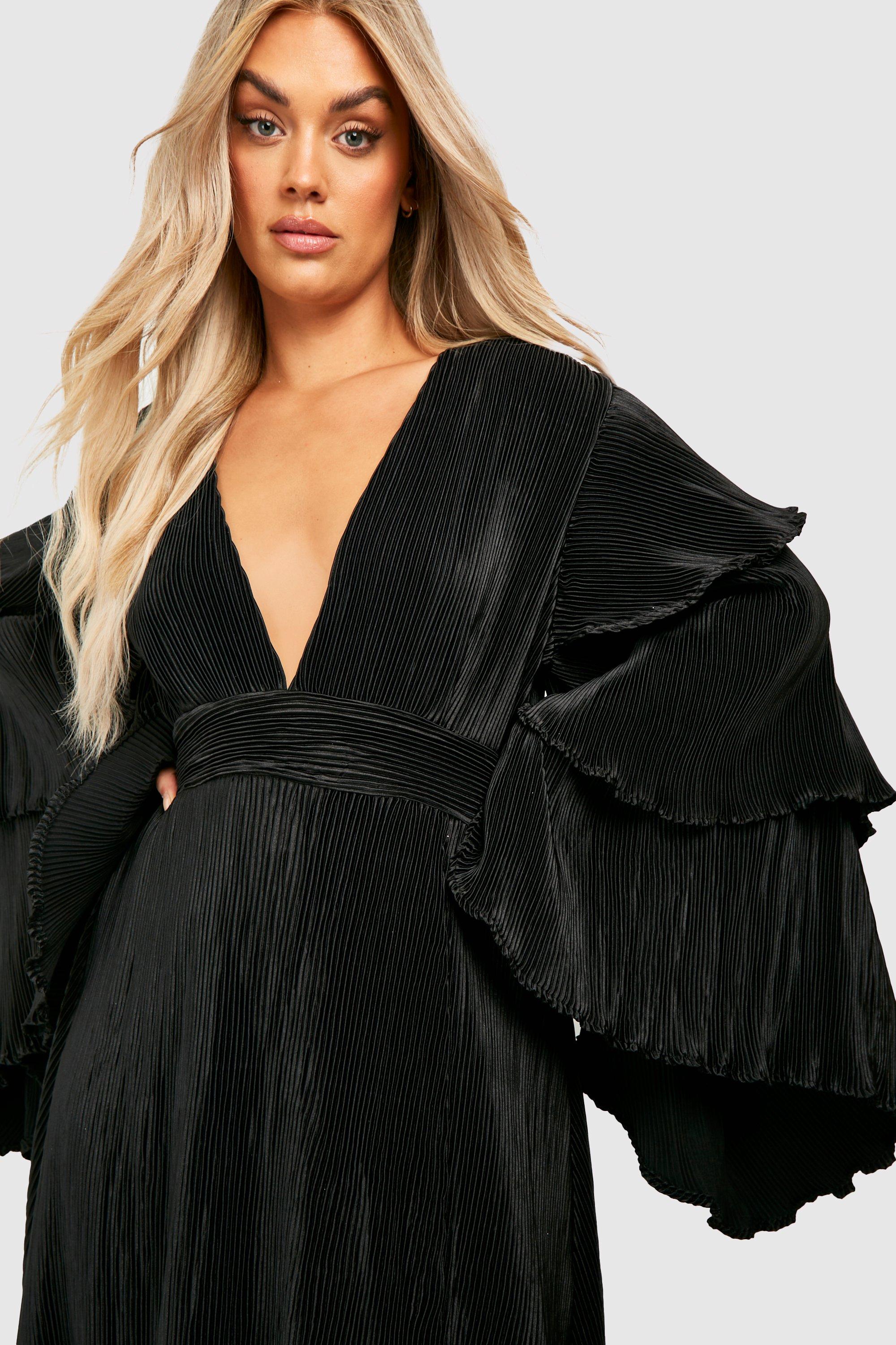 Black layered outlet ruffle dress